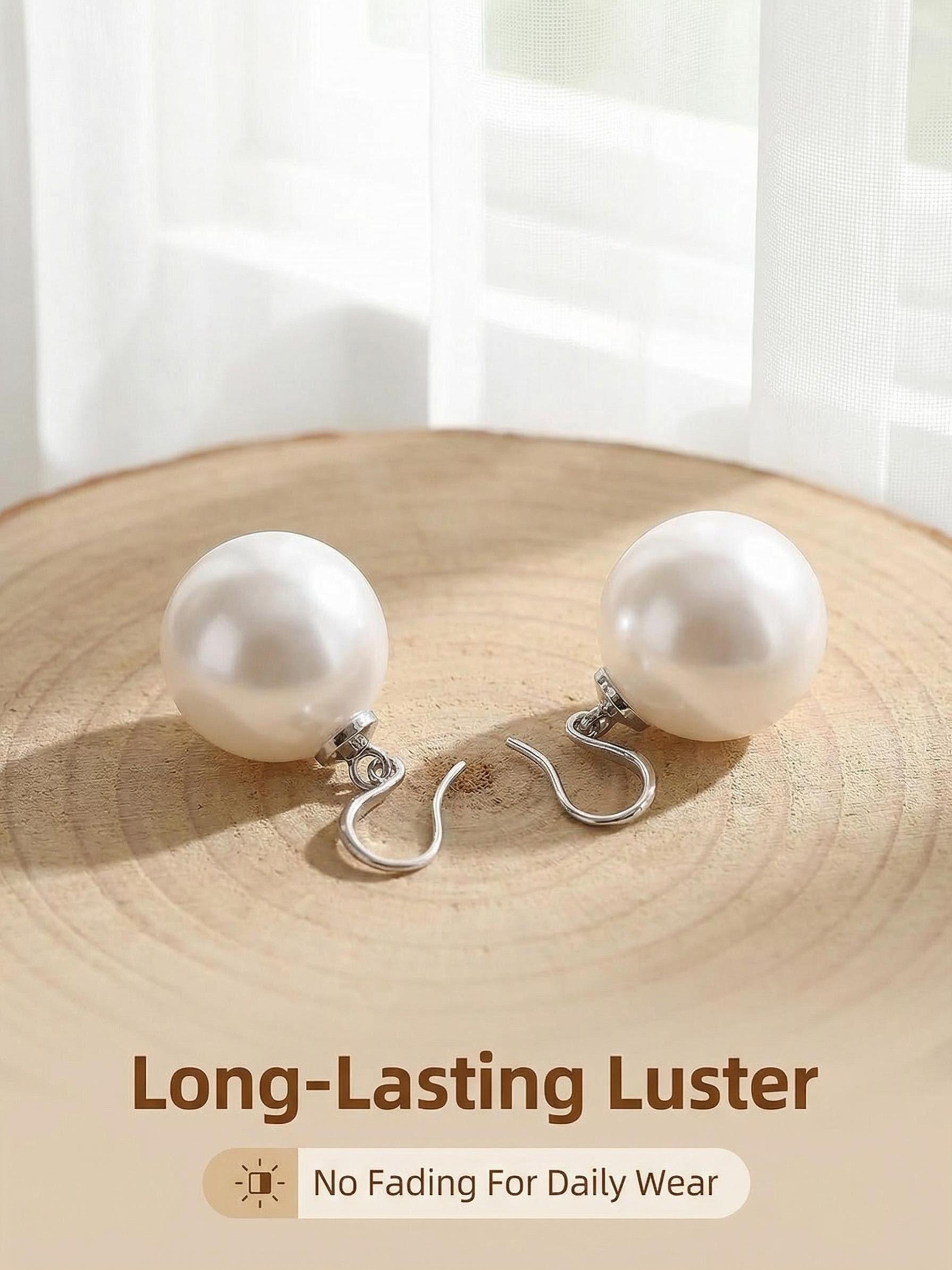 Elegant Large Pearl Earrings, Minimalist Style, High-End Fashion Jewelry, Bold and Chic Ear Accessories, Perfect for Any Occasion
