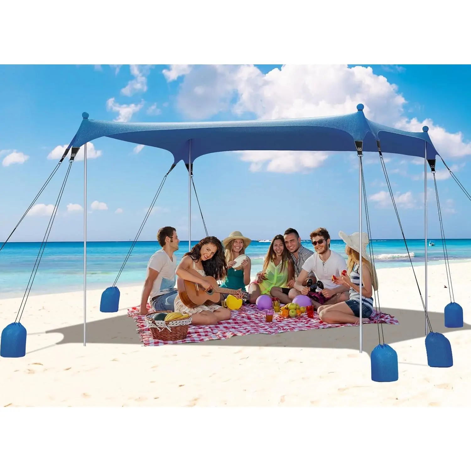 Gorich Multi-Size Pop-Up Beach Tent Sun Shelter, 8 Sandbags, UPF50+ Protection, Windproof Umbrella for Family Camping & Travel, Easy Setup Canopy