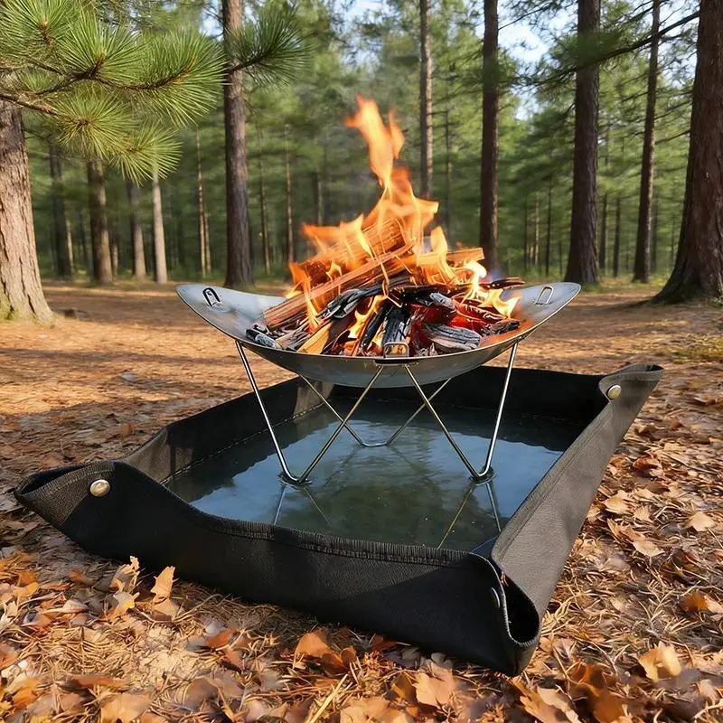 3D Fireproof Silicone Mat Camping Stove Bonfire Heat Resistant Picnic Firewood Stove Mat Flame Retardant Ground Protector Pad
