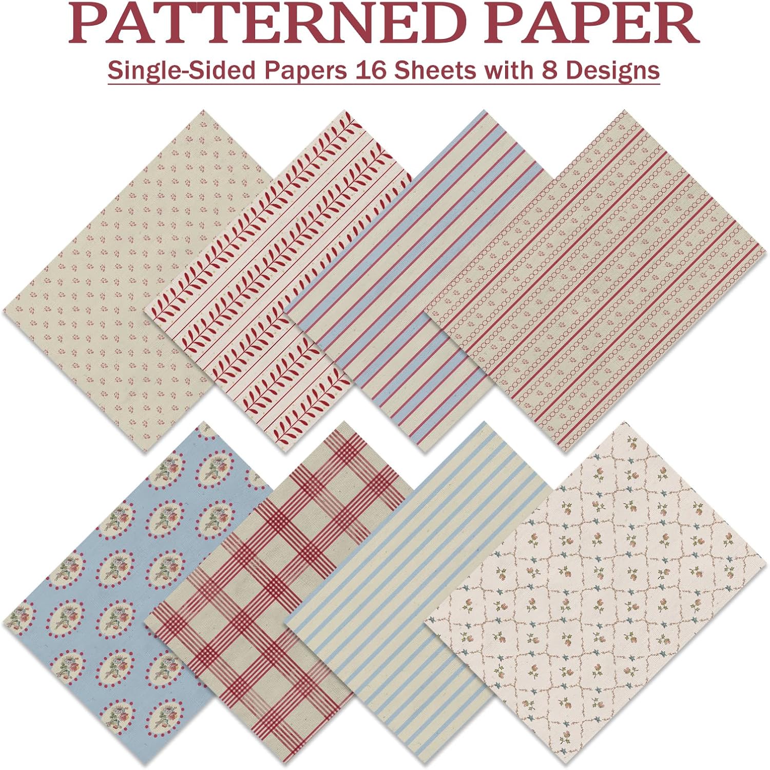 Stripe Style Scrapbook Paper - 16 Sheets, 4.1x5.8 In, Single-Sided, Modern Ink-Resistant Origami Decoupage Supplies for DIY Crafts