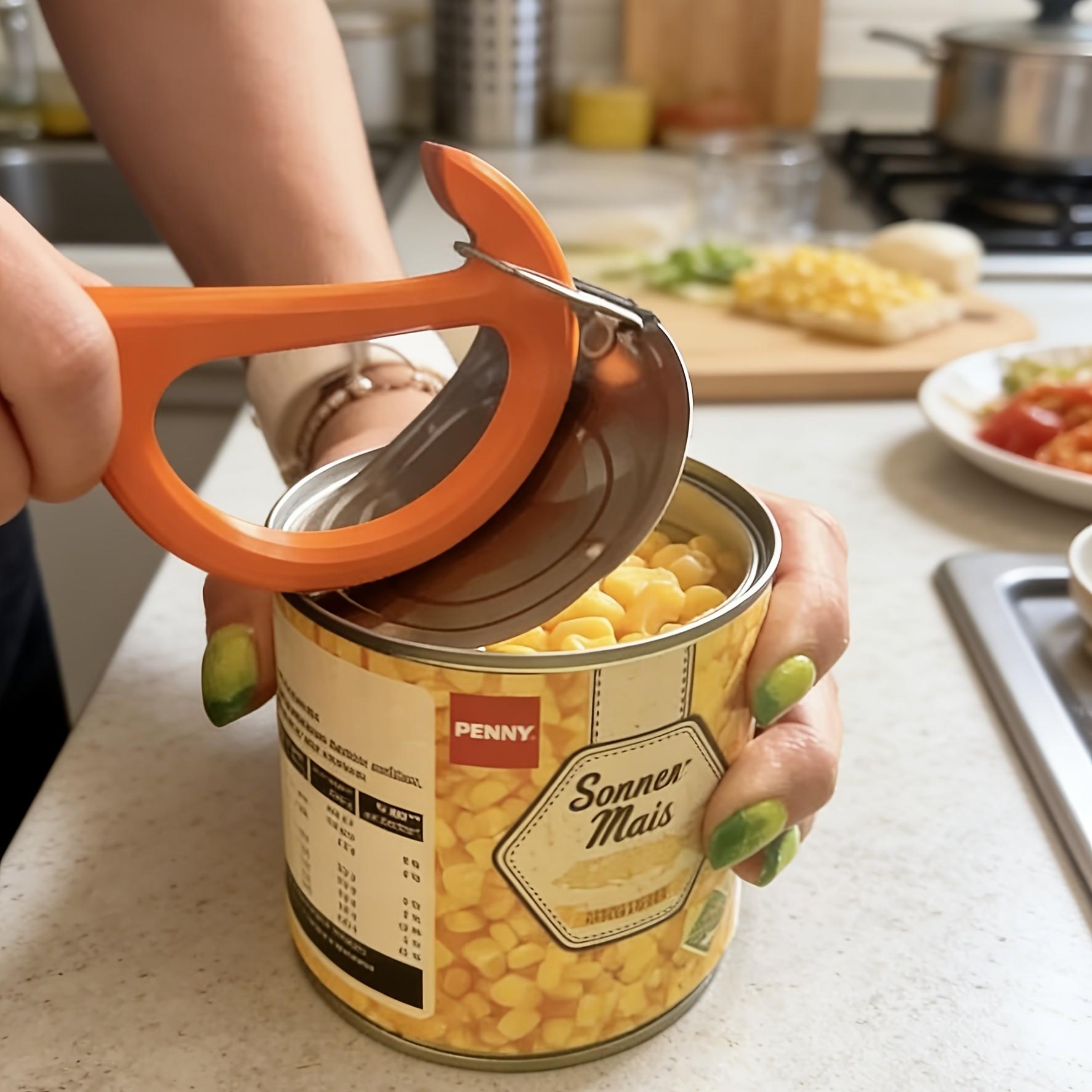New Can Opener, Plastic Manual Can Opener, Ergonomic Non-Slip Handle, Safe and Easy to Grip, Durable Plastic Structure, Kitchen Tool, Easy to Clean
