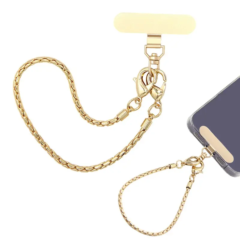 Detachable Metal Chain Phone Wrist Strap, Gold Tone Cell Phone Lanyard Wristlet, Wristlet for Smartphones, Phone Charm Strap for Phone Case Accessories, Phone Lanyard Tab