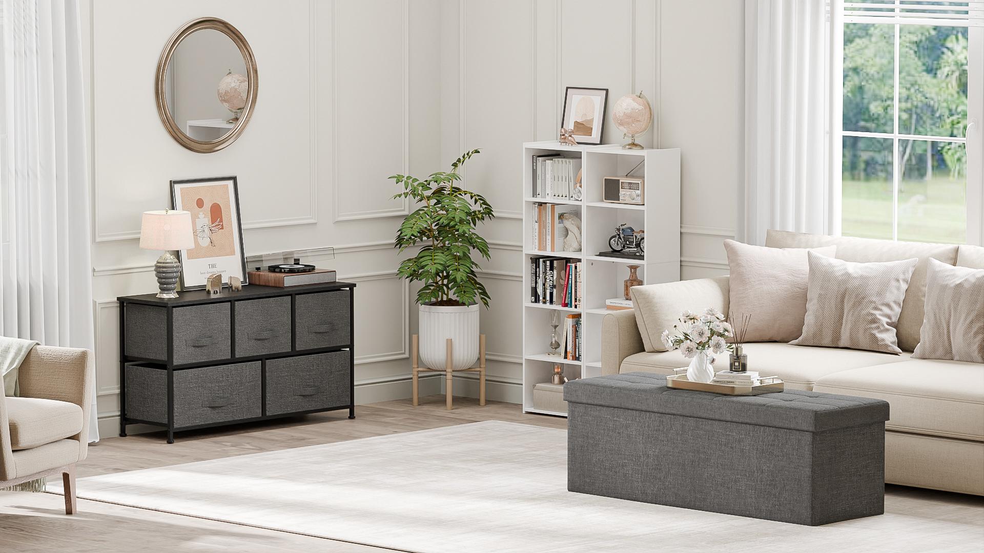 Segawe 43.3 Inches Folding Storage Ottoman Bench Storage Chest Foot Rest Stool Bed, Holds up to 660 lb