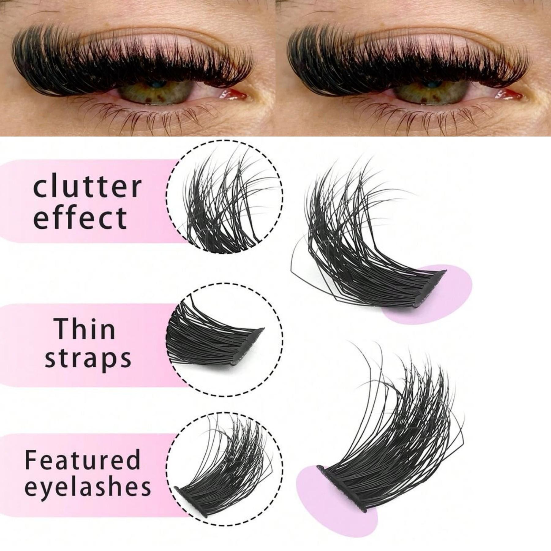 Dramatic DD Curl Cat Eye Cluster Lashes | 10-18mm Fluffy Lifted 3D Volume Individual Lashes, Easy Beginner DIY Long Lasting Reusable Eyelashes, Big 280Pcs Pack Daily & Party Makeup