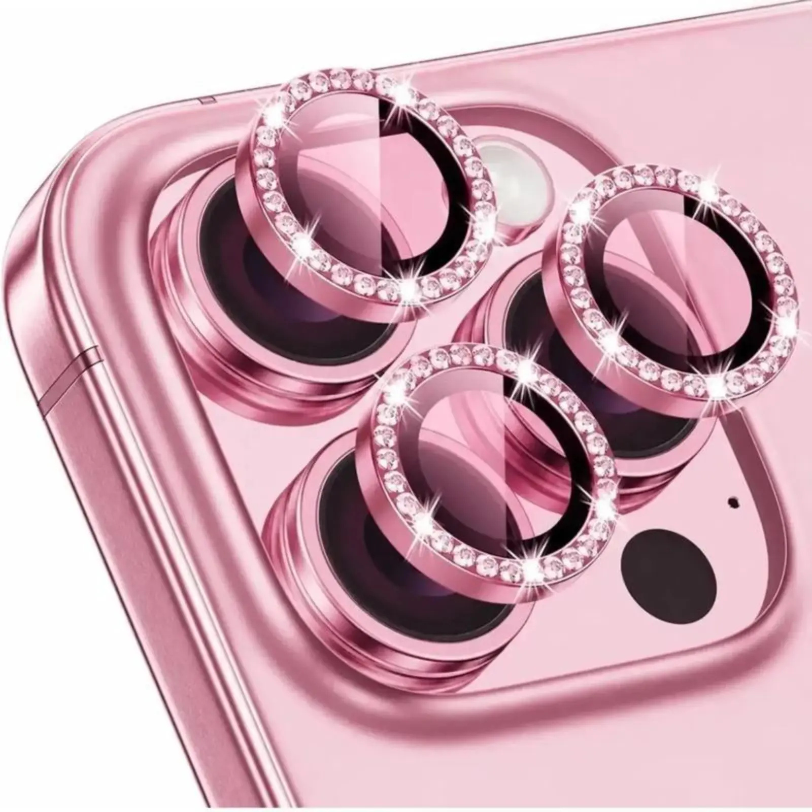 Bling Diamond Camera Lens Protector, Aluminum Frame Tempered Glass Lens Cover, Anti Scratch HD Clear Lens Guard, Night Shooting Friendly, Easy Install Protective Ring for Vacation Holiday Outdoor Selfies & Daily Shooting