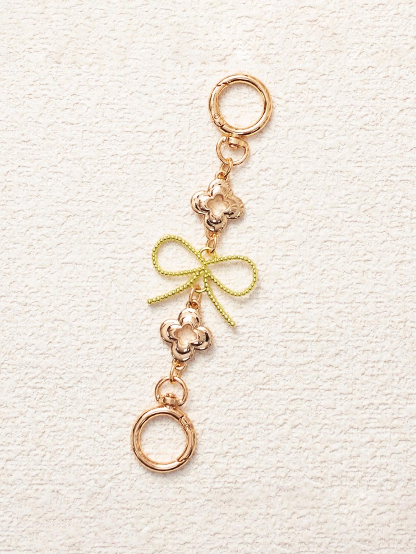 1PC Elegant Bow Flower Bag Chain Extender, Luxury Heart Clasp Handbag Charm, Aesthetic Rhinestone Keychain Accessory, Perfect Birthday Christmas Valentine's Day Gift for Women Girls, Trendy Bag Decor for Tote Backpack