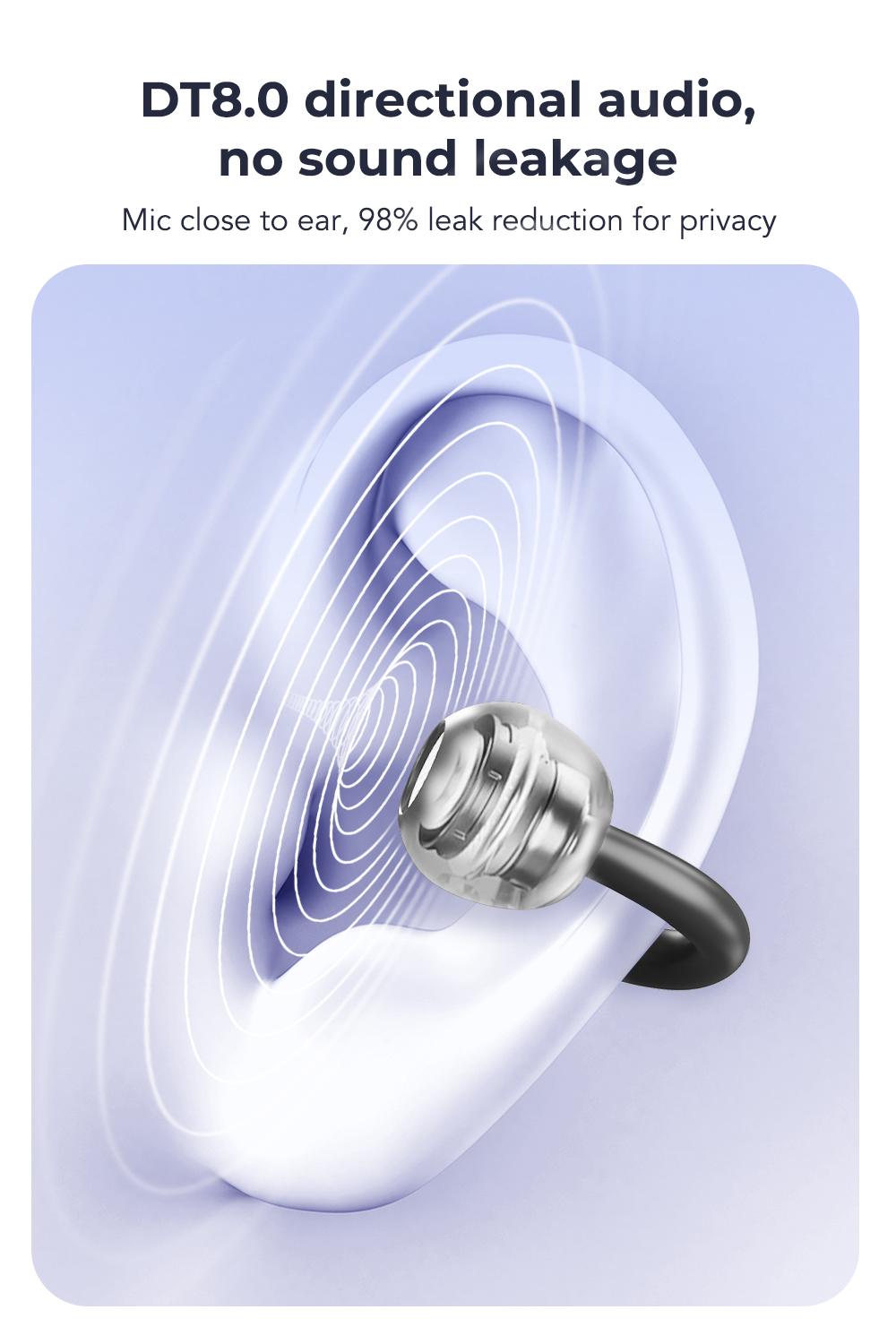 ERAZER XF50 AI Translation Earphones, Hi Fi Sound Quality, 134 Language Translations, Ultra Light Wear, IPX5 Anti Sweat, Waterproof, Stable and Durable Clip on Earphone Strap APP Suitable for Travel and Learning