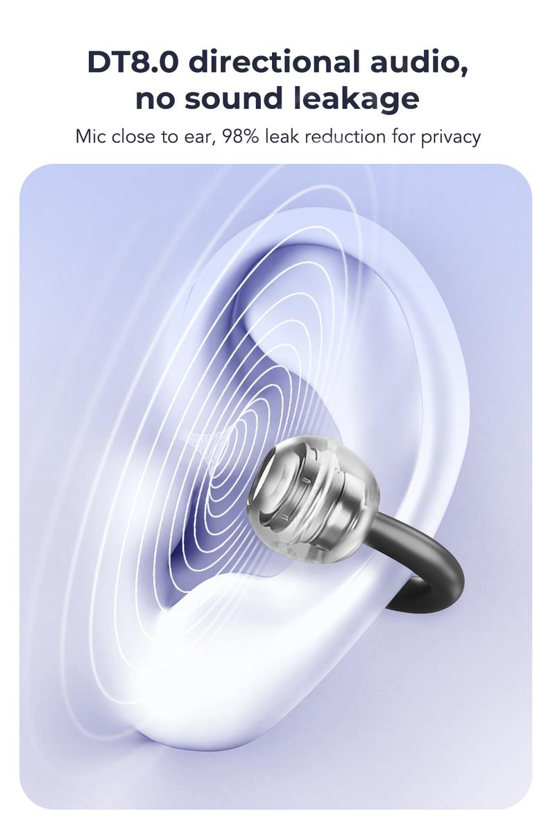 ERAZER XF50 AI Translation Earphones, Hi Fi Sound Quality, 134 Language Translations, Ultra Light Wear, IPX5 Anti Sweat, Waterproof, Stable and Durable Clip on Earphone Strap APP Suitable for Travel and Learning