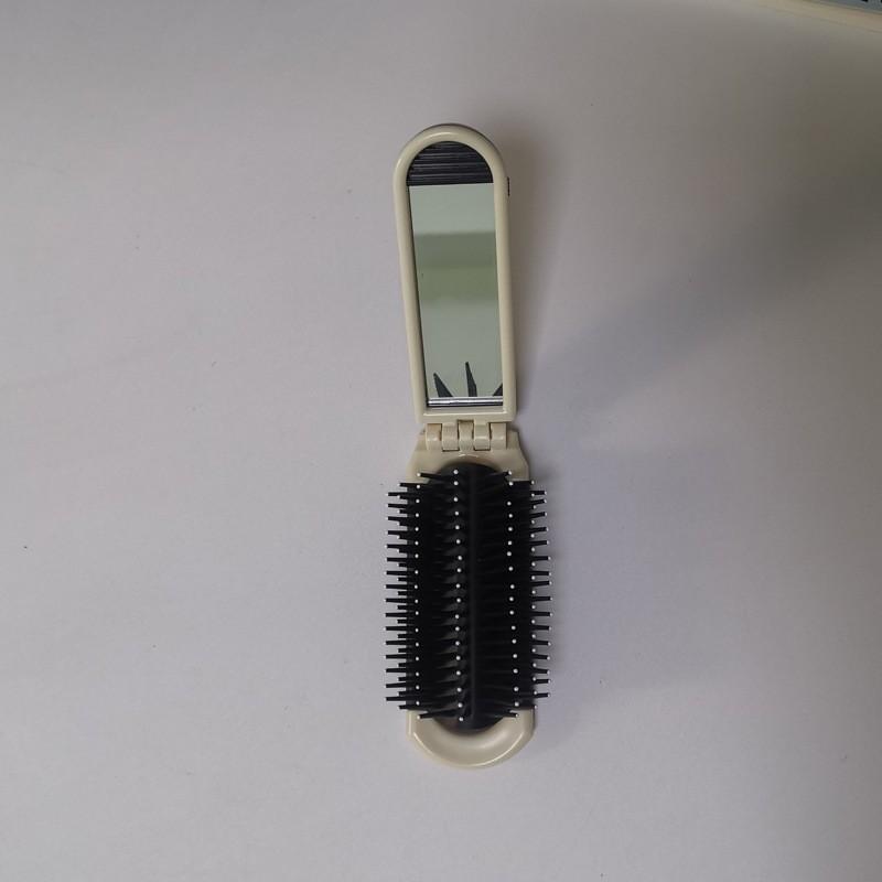 Foldable Mirror Comb Integrated Cushion Brush Portable Mini Travel Hairbrush Cute 2 in 1 Massage Mirror Comb Comb and Mirror in One Small Space Saving Touch Up Hairstyle Anywhere