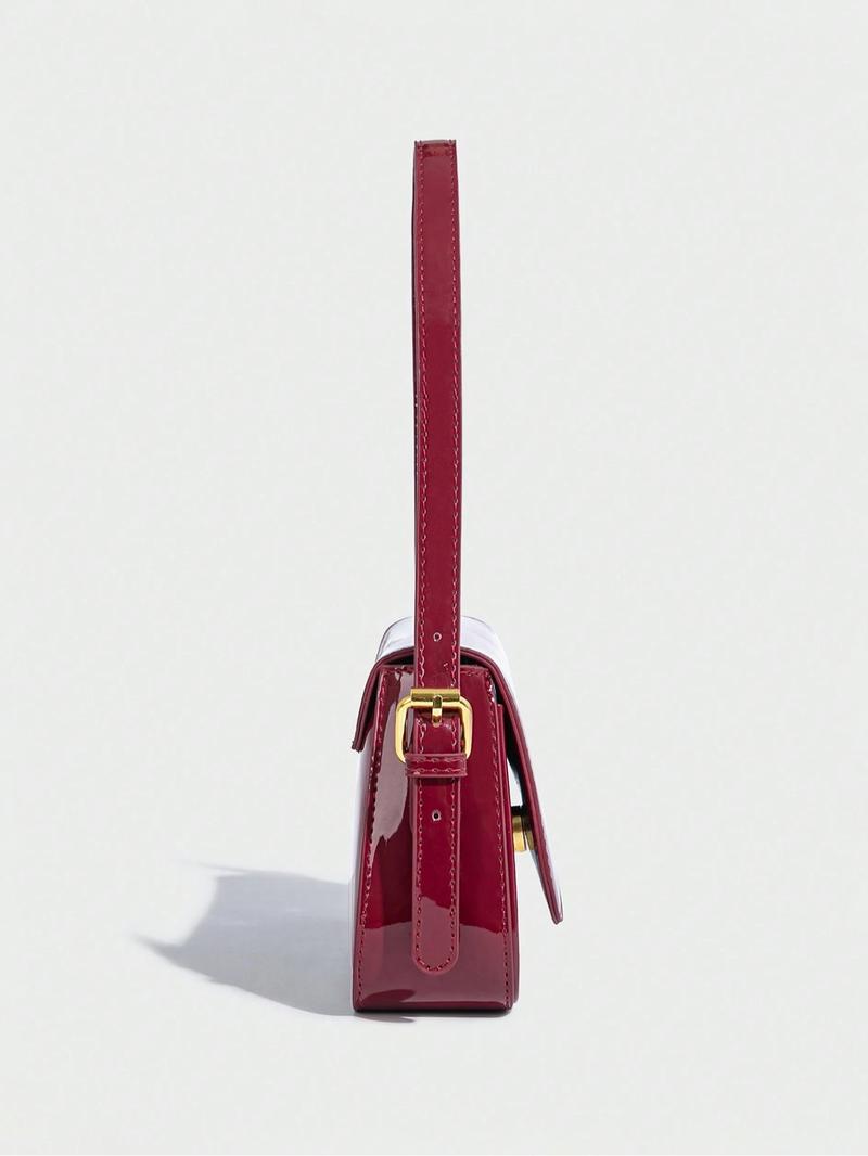 Women's Solid-Color Shoulder Bag, Fashionable PU Leather Crossbody Bag for Daily Use, Trendy Versatile High-quality Commuting Bag