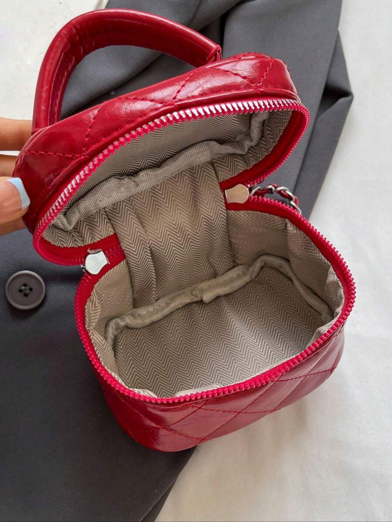 Women's Fashionable Solid Color Quilted Crossbody Bag, Elegant Mini Handbag with Heart Decor, Casual Trendy Versatile High-quality Daily Commuting Bag, Handbag Shoulder Bag