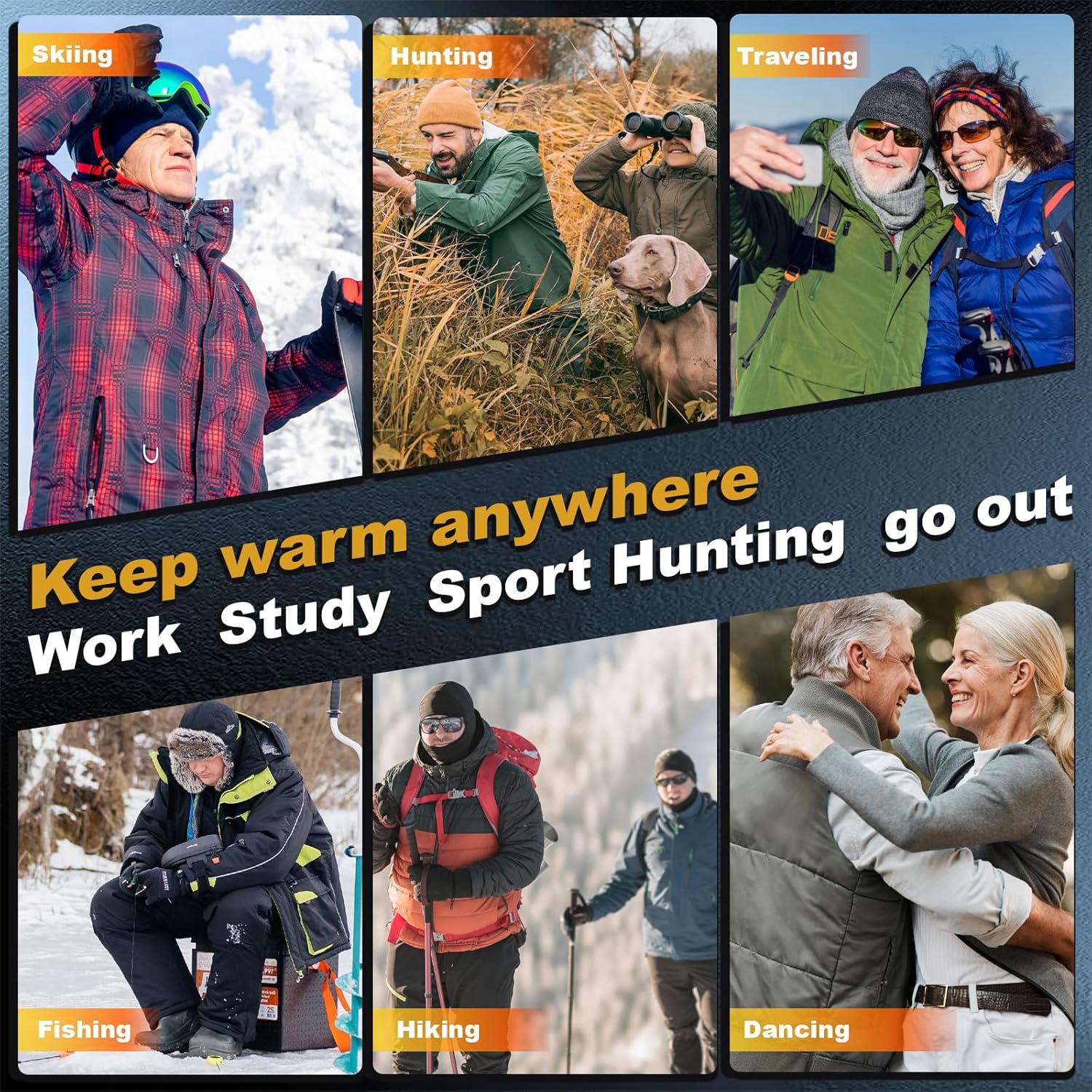 Hand Warmers Rechargeable 2 Pack, 6000mAh Electric Portable USB Heater, 3 Temperature Settings, Magnetic 2 in 1 Hand Warmers for Outdoor Camping, Hunting Gear, for Men,Women