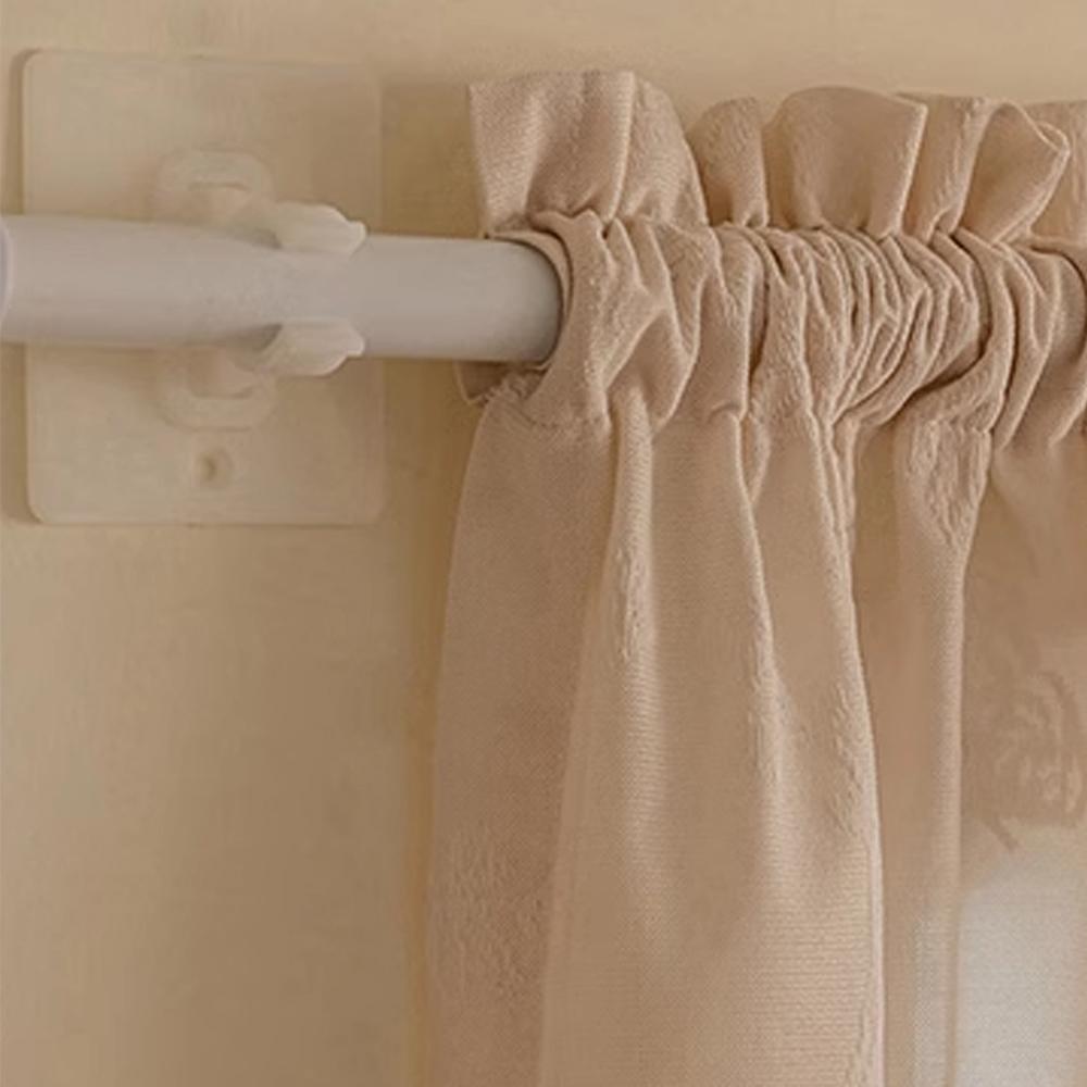 1pc Cream Hollow Mirror Sheer Curtain, Sun Protection Insulation UV Block, Universal for Living Room Bedroom Kids' Room, Rod Processing