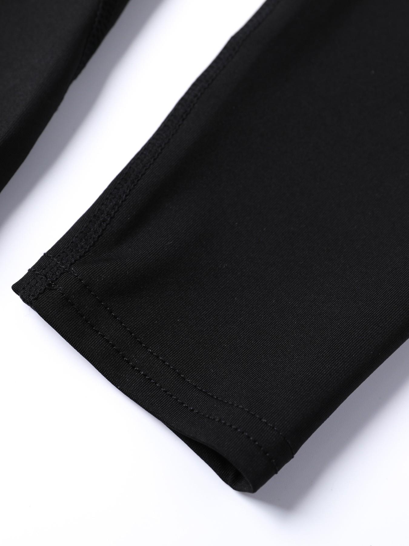 Men's Cross Print Round Neck Sports Tee, Tight Sporty Quick Drying Breathable Long Sleeve T-shirt, Men's Sportswear for Spring & Fall Gym Workout, Athletic Style High Performance Activewear