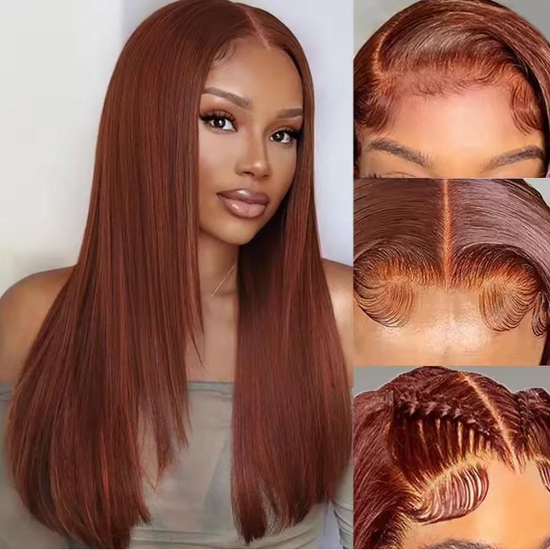 28 Inch Reddish Brown Wear go Glueless Wigs with Drawstring Effortless Install Ear to Ear Bone Straight 13x6 Human Hair Lace Front Wig Colored Brazilian Transparent Lace Frontal Wig For Women #outdoorfun