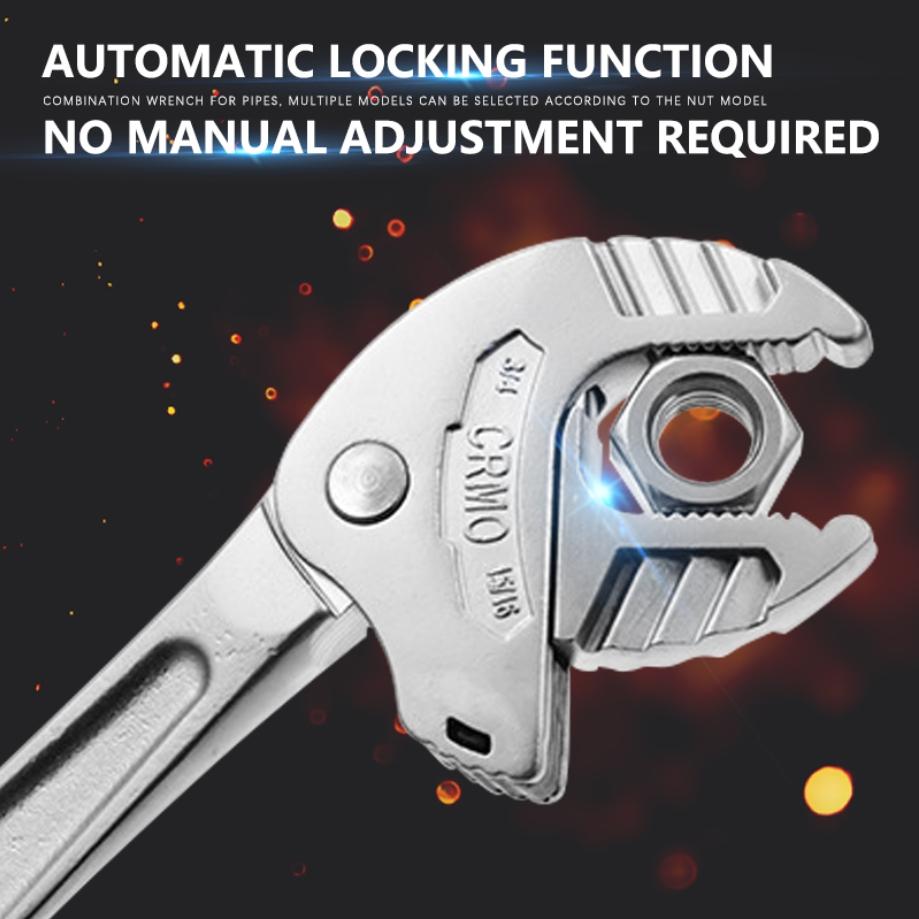 Automatic Locking Wrench, Crab Clamp Multi-Functional Quick Adaptation, Industrial Grade Adjustable Wrench for Home & Factory Repair, Self Locking Wrench
