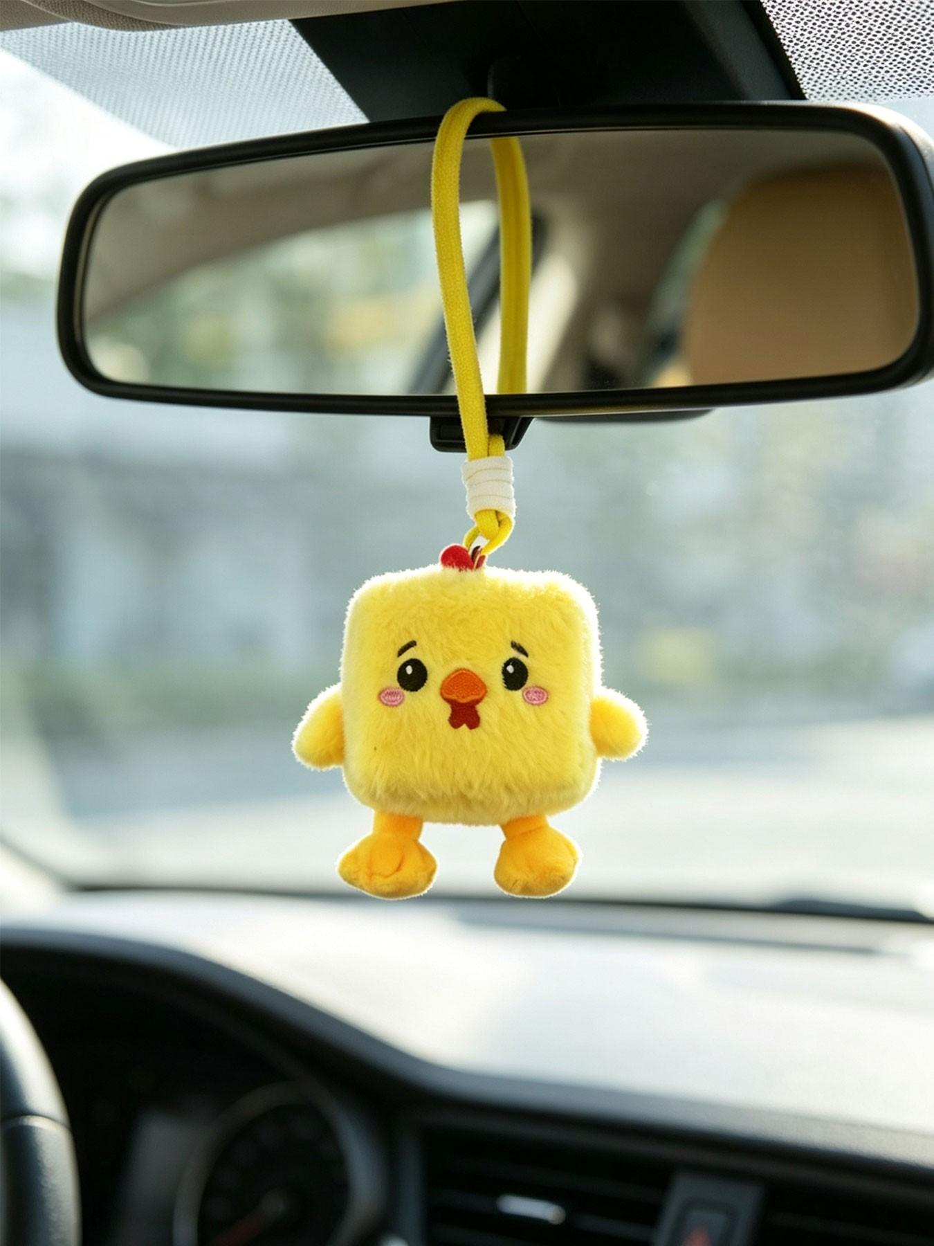 Cute Chicken Plush Keychain, Soft and Cozy Plush Material, Bright, Comb, Stitched Mouth and Cheeks, Durable Woven Strap