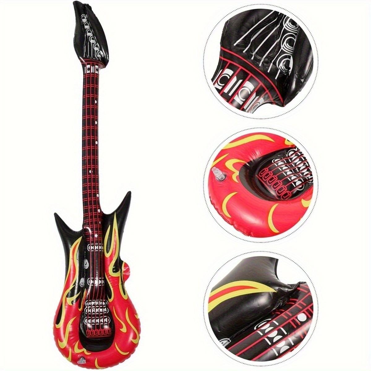 6 Piece Inflatable Rock Guitar Toy Set, Punk Flame Pattern, Lightweight Portable, Perfect for Birthday Parties, Bar Decorations, Kids Music Play