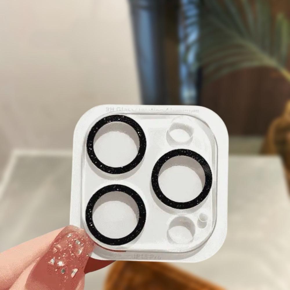 Camera Lens Protector For iPhone 16 15 14 13 12 11 13 Pro Max Mini Glitter Full Cover Camera Lens Protector Glass Smartphone Camera Accessories
