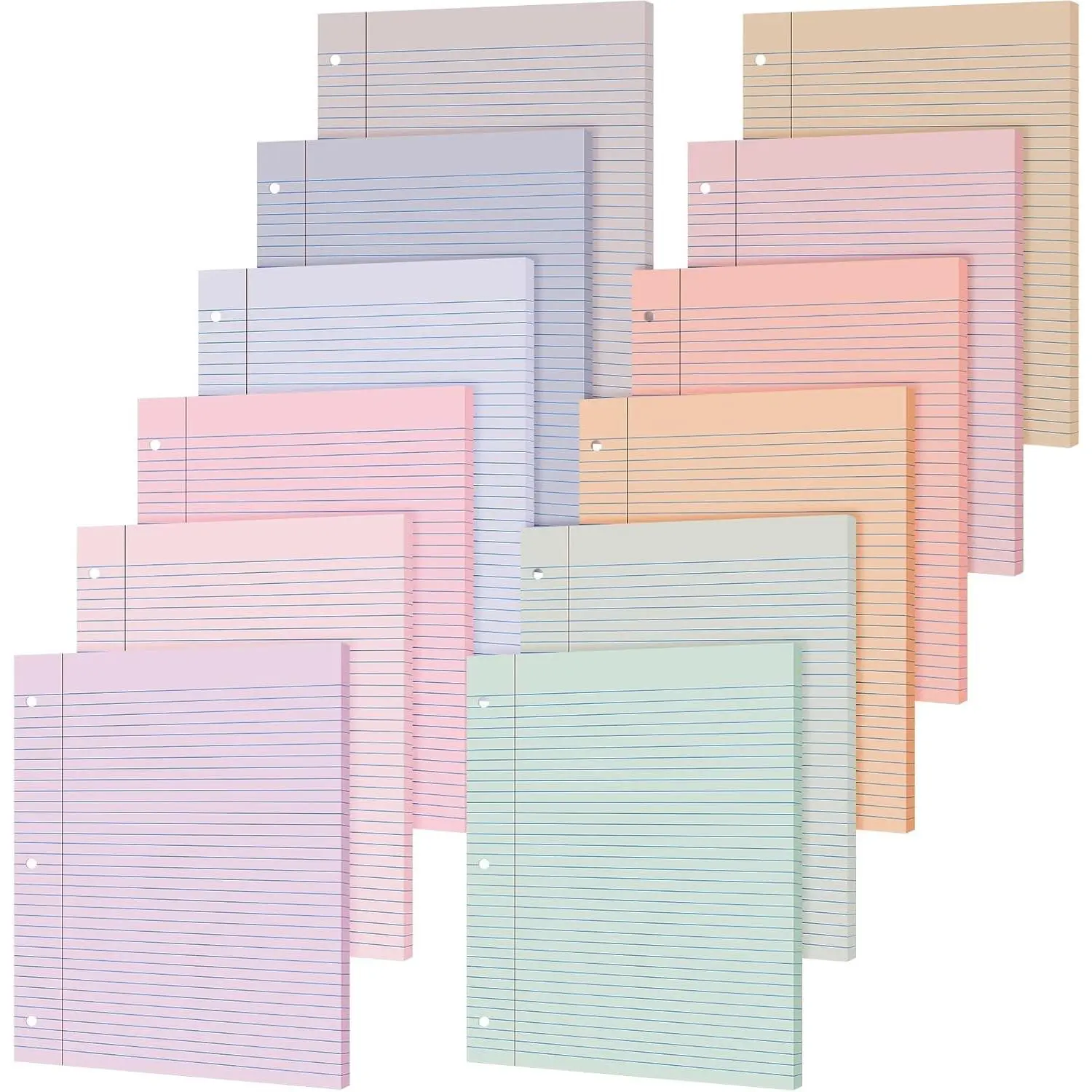 600 Sheets Colored Loose Leaf Paper 8.5" x 11" College Ruled Lined 3 Hole Punched Filler Paper for 3 Ring Binders Office School Supplies (Fantasy Color)