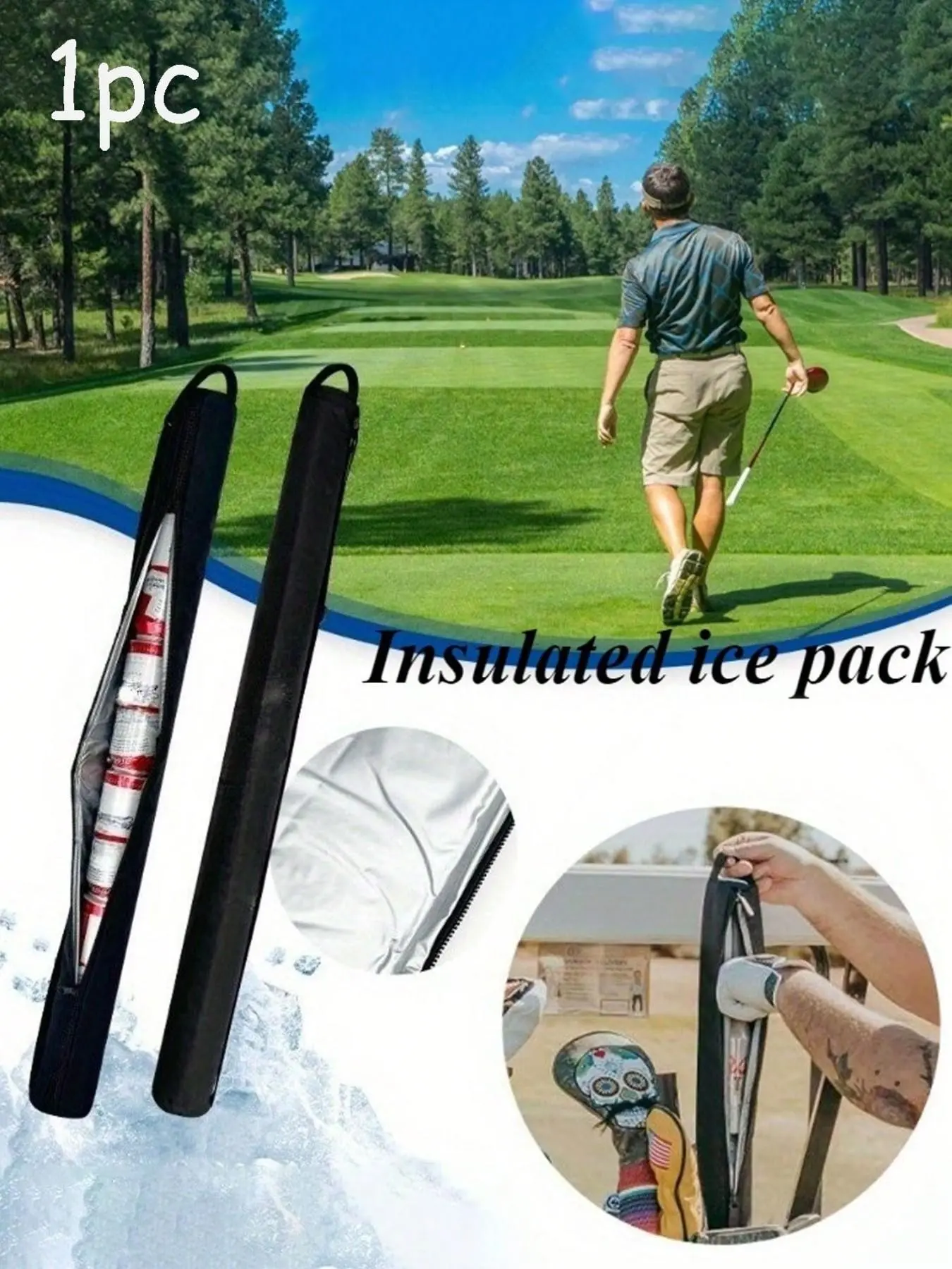 Golf Ball Cooler Bag, Outdoor Sports Insulated Cooler, Keeps Cold 3-6 Hours, Holds 7 Cans, Portable Lightweight, Shoulder Strap Design