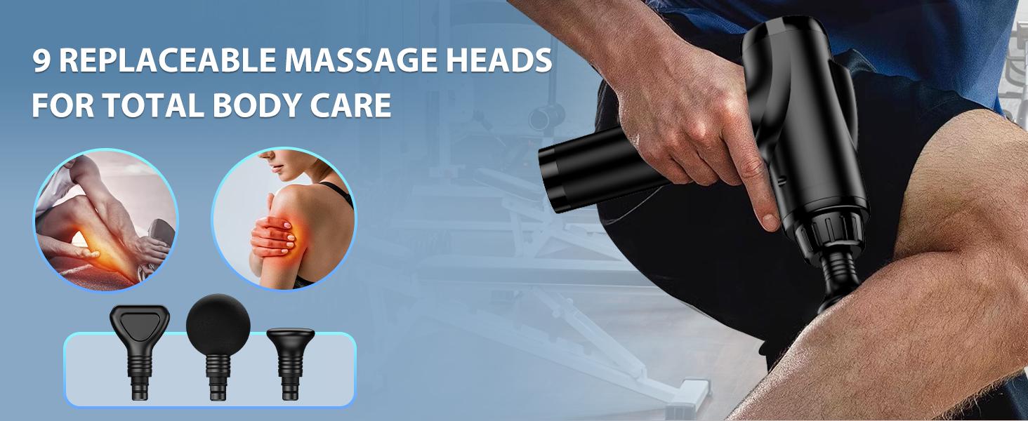 Handheld Muscle Massager Deep Tissue M68-7,Pain Relief with 9 Attachments&30 Speed,Massage Device for Knee,Foot,Neck,Back, Perfect Gift