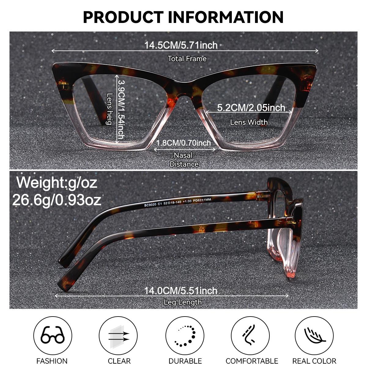 Luckace Men's Cat Eye Fashion Bifocal Glasses, Dual Color PC Lenses, Ultra-Thin Comfortable Nose Pads, Ideal Gift with Brand Packaging