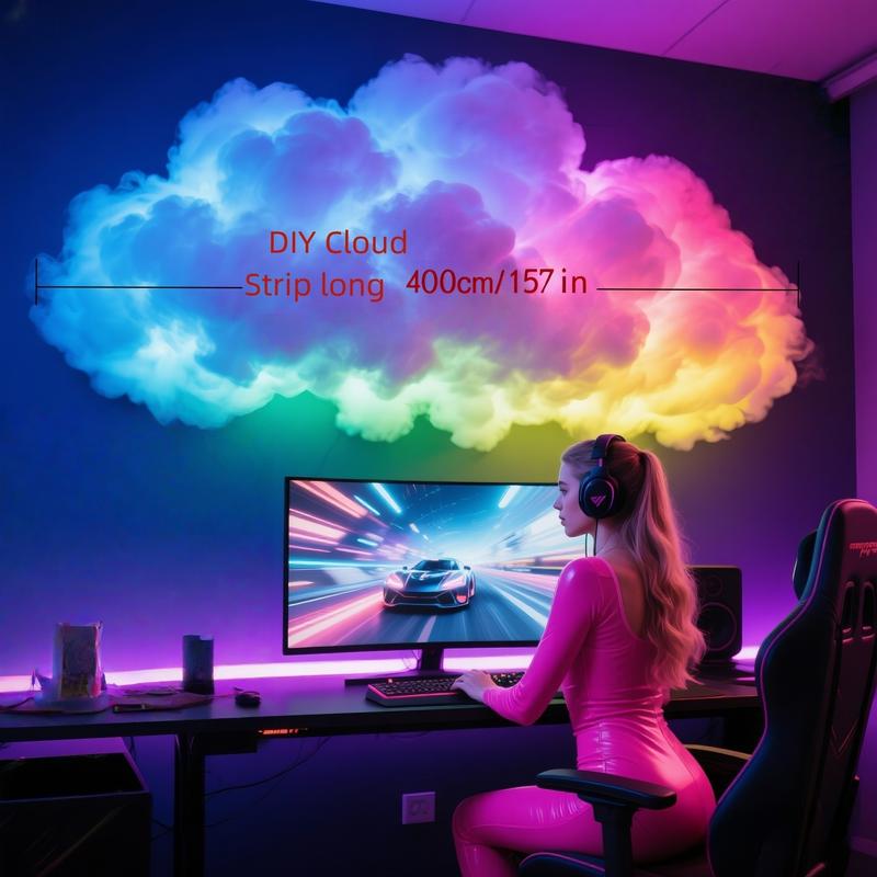 314.96-inch LED Cloud Light with Music Rhythm, DIY Rayon Night Light, Suitable for Bedrooms and Game Rooms - USB Powered, Vibrant Light, Perfect for Christmas Gifts, Parties, Cafes, Bedroom Atmosphere | Dynamic Visual Effects, Nightlight for bedroom