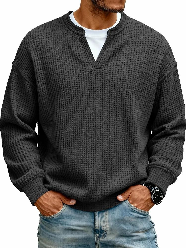 Men's waffle-knit shirt fit view