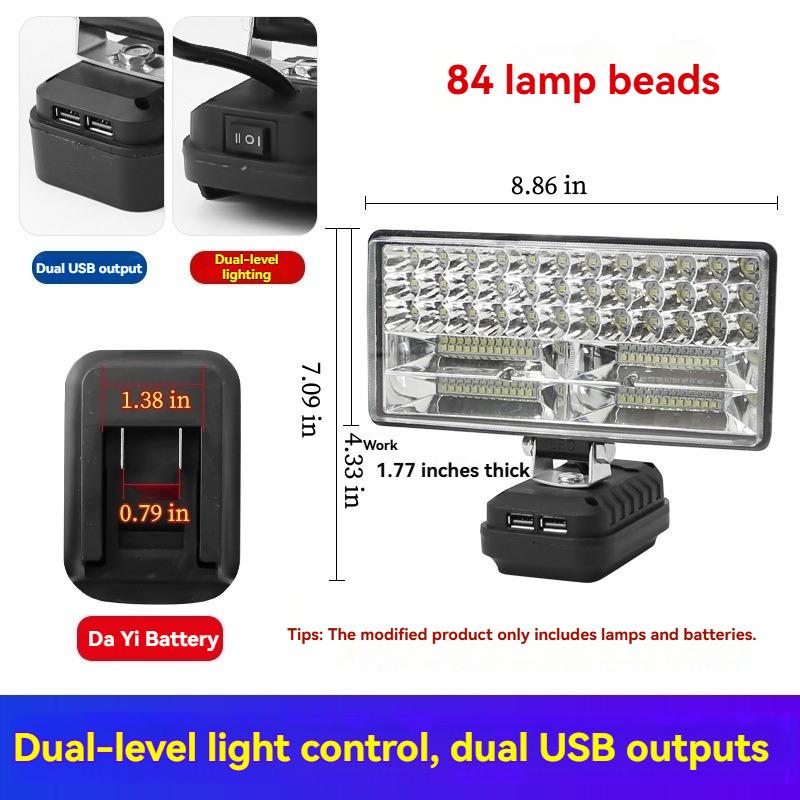 High Brightness LED Work Light Compatible with Makita & Dayi Lithium Batteries, Super Bright Outdoor Floodlight, Portable Emergency Job Site Lamp for Construction Repair Camping, Waterproof Cordless LED Flashlight Tool Light