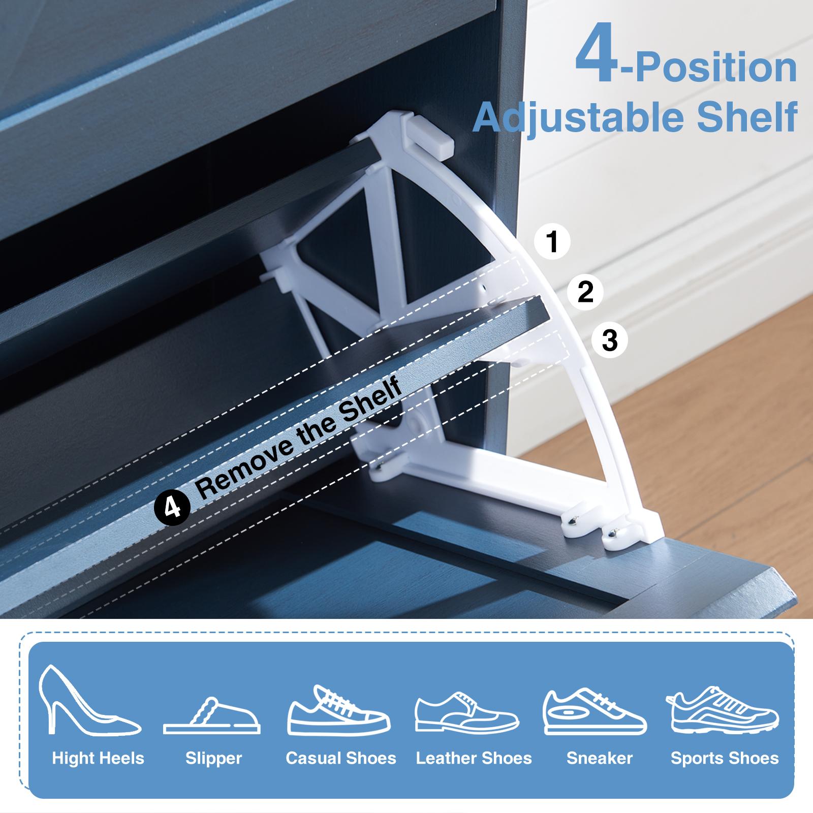 Farmhouse Shoe Storage Cabinet with 2-4 Flip Drawers & Barn Door Design - Freestanding Slim Narrow Shoe Organizer for Entryway, Foyer & Hallway