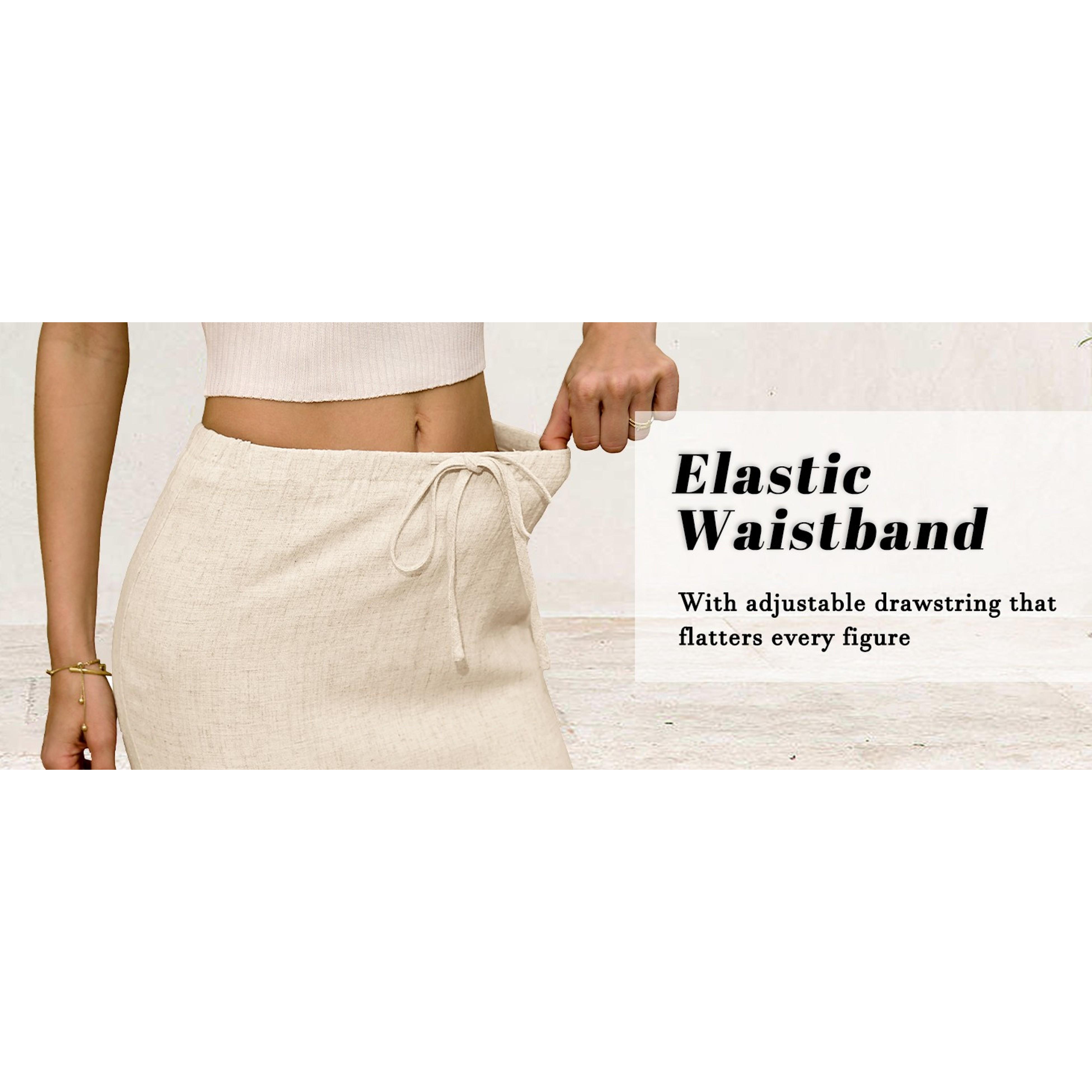 Linen Straight Maxi Skirt with Side Slit - Elastic Waist Drawstring Long Flowy Ankle-Length Skirt with Pockets(Gift) Linen Straight Maxi Skirt with Side Slit - Elastic Waist Drawstring Long Flowy Ankle-Length Skirt with Pockets(Gift)