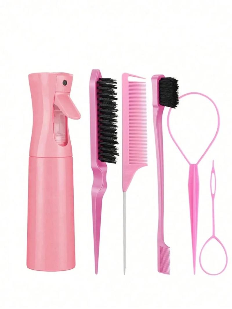 6 Piece Hair Styling Brush Set with Spray Bottle, Detangling Comb, Sectioning Comb, Tail Comb, Braiding Tools for Men and Women, Hair Grooming Kit 6 Piece Hair Styling Brush Set with Spray Bottle, Detangling Comb, Sectioning Comb, Tail Comb, Braiding Tools for Men and Women, Hair Grooming Kit