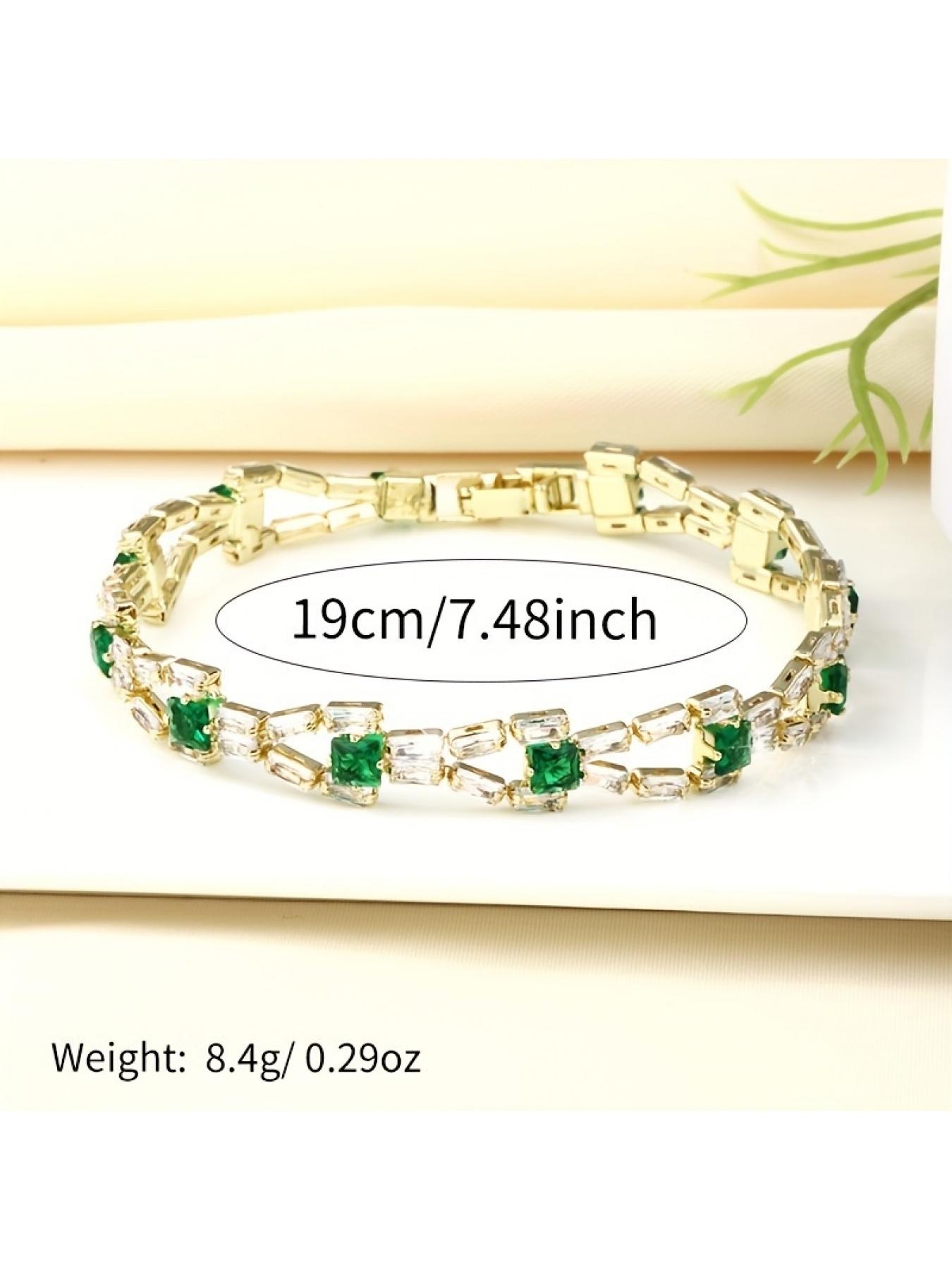 Luxury 2-Row Square Geometric Tennis Bracelet with 3A CZ for Women