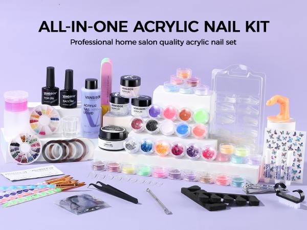 VANSISOS Acrylic Nail Master Kit | Complete Set with Nail Charms | Go Viral on TikTok with Salon-Worthy Nails in 10 Mins!