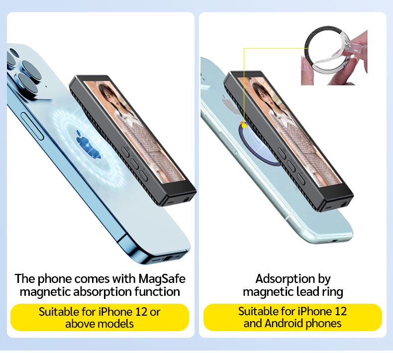 Mobile Vlog Selfie Monitor Screen, Magnetic Phone Clip Mount and Bluetooth-compatible Remote, Wireless Connection for Vlog Shooting and Rear Selfies, Smartphone Camera Accessories