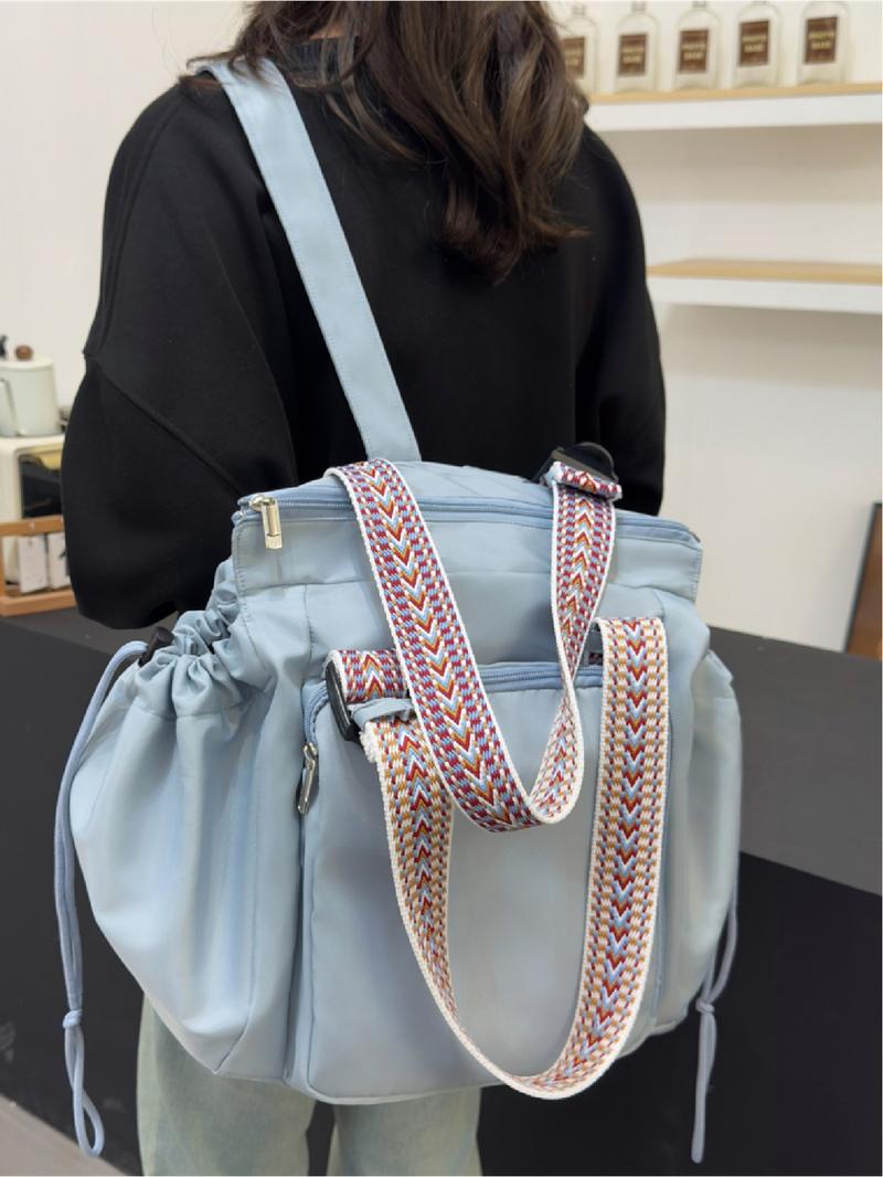 Women's Large Capacity Fitness Travel Daily Backpack - Casual Travel Backpack - Multi functional Convertible Cross/Shoulder Backpack, Multi layer Design, Beige/Black Strap Selection - Durable Material, Suitable for Work and Vacation