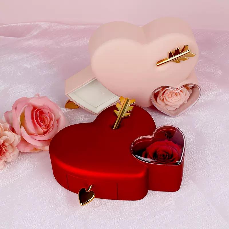 1PC Heart-Shaped Preserved Rose Jewelry Gift Box, Forever Rose with Jewelry Organizer, Perfect for Proposal, Wedding Favor, Bridal Gift, Mother’s Day Surprise, Back to School Gift for Girlfriend, Romantic Valentine’s Day Christmas Present