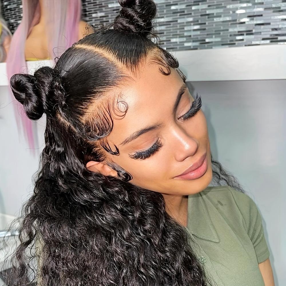 Bling Hair Curly Lace Front Wigs Real Hair 13x4/6 HD Lace Frontal Wigs Real Hair 180% Density Pre Plucked With Baby Hair For Women Deep Curly Wigs Real Hair Natural Color