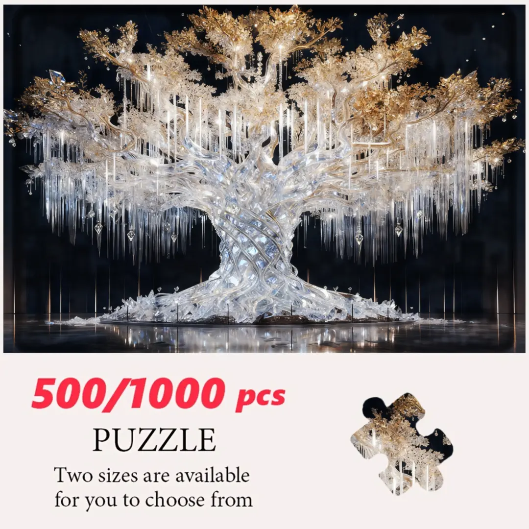 500/1000 Pcs Puzzle, Premium Quality Interlocking Pieces, Stunning Crystal Tree Artwork For Relaxation And Mindfulness, Adults And Family Entertainment, Perfect Gift For Holidays And Special Occasions