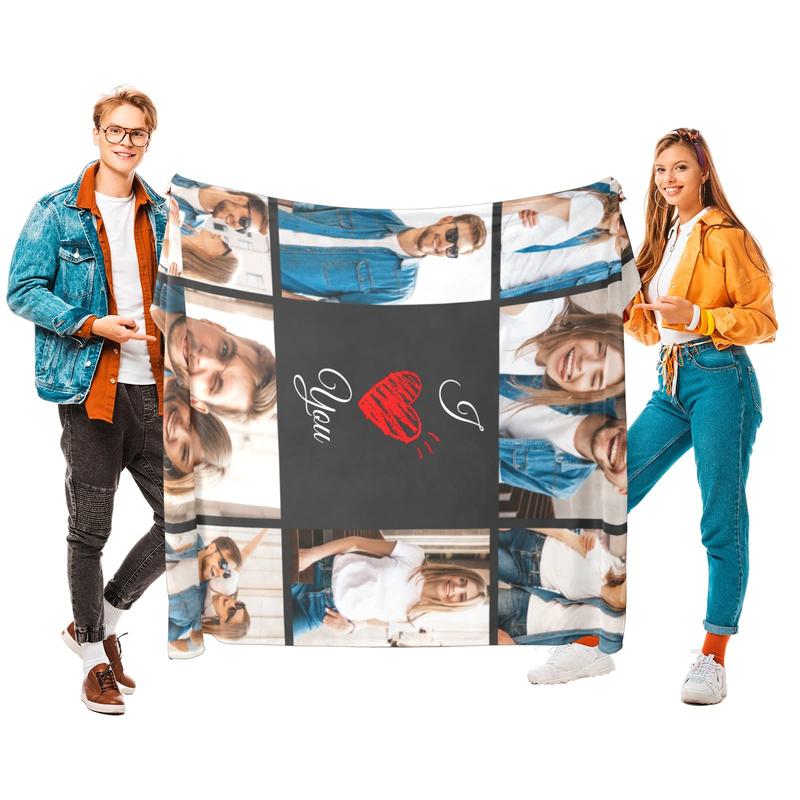 I Love You Gifts for Valentines Day, Custom Blanket with Photos, Personalized Blankets with Pictures, Photo Blankets Using My Own Photos, Personalised Gifts for Girlfriends, Boyfriends, Couples