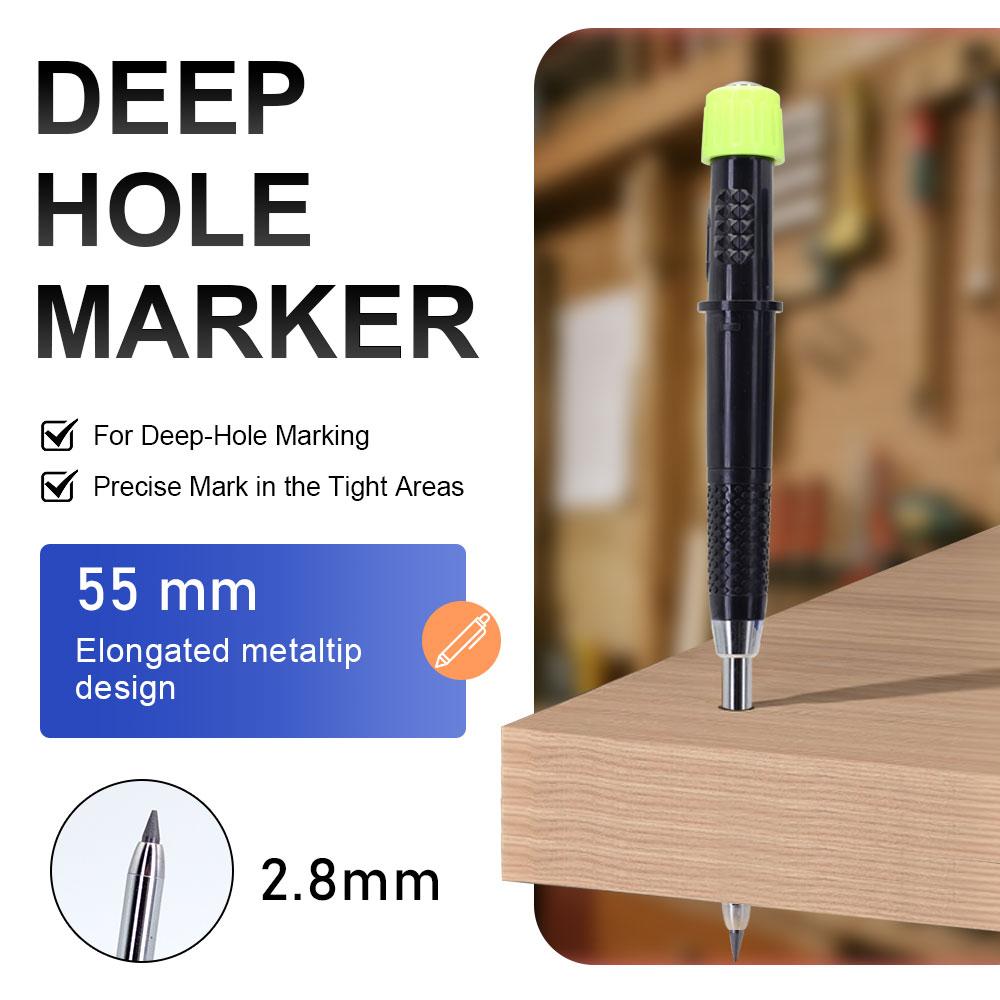 2.8mm leather grip automatic pencil, equipped with black/red replaceable refills, designed specifically for deep hole marking and drawing by carpenters and engineers (3 pens+100 refills)