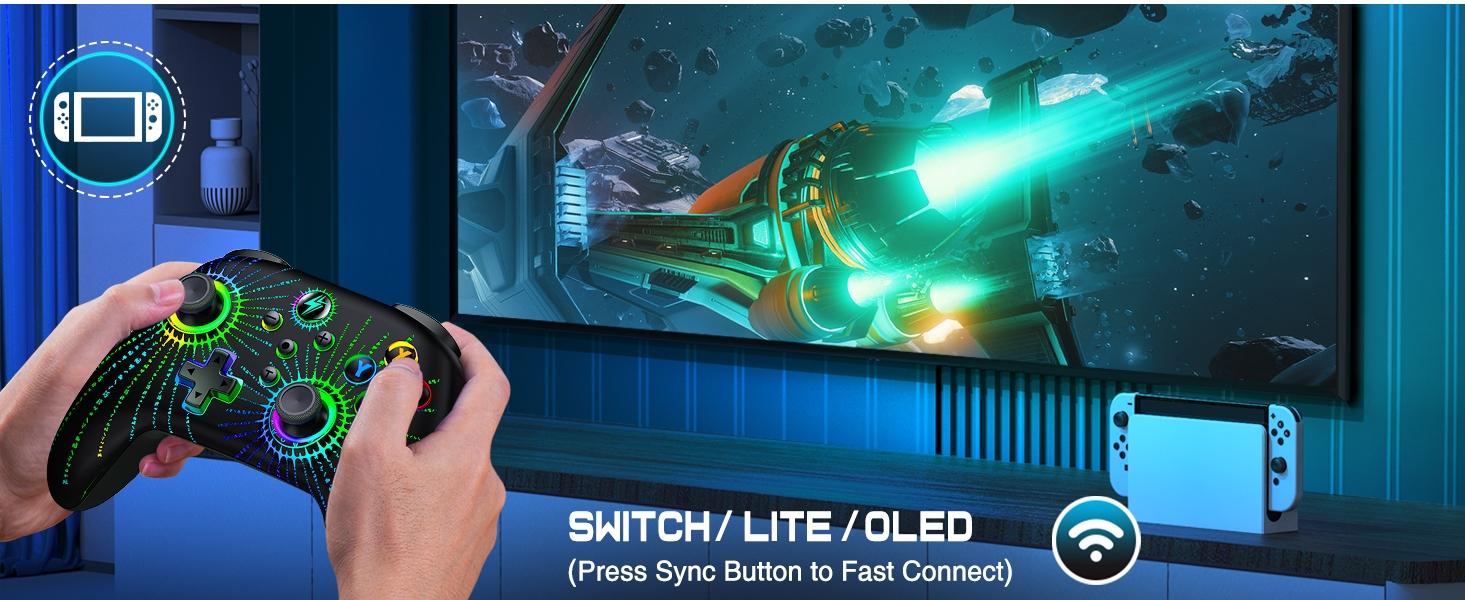 ESYWEN Wireless Switch Controller for Nintendo Switch Controller/Lite/OLED, LED Wired PC Game Joysticks - Wireless iOS/Android Remote, Game Accessories Gamepad & Standard Controller ESYWEN Wireless Switch Controller for Nintendo Switch Controller/Lite/OLED, LED Wired PC Game Joysticks - Wireless iOS/Android Remote, Game Accessories Gamepad & Standard Controller