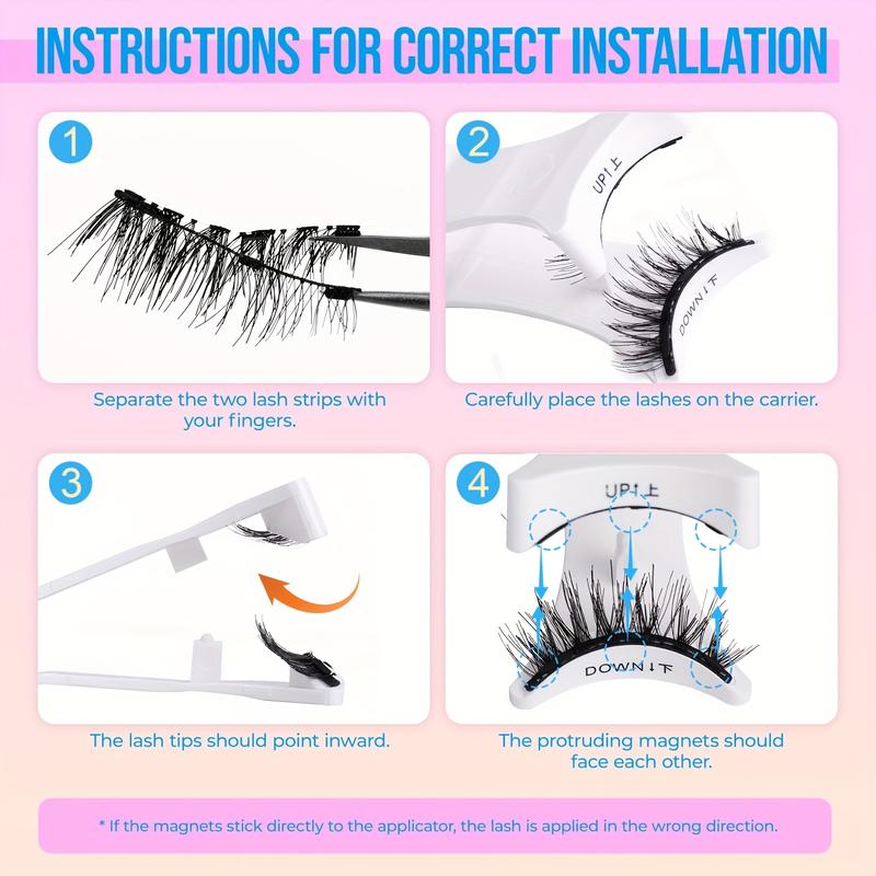 Reusable Magnetic Eyelashes - Waterproof, Natural & Voluminous, Glue-Free 3D False Lash Set with White Clips for Easy Application and Long-Lasting Hold, Waterproof Lash Kit