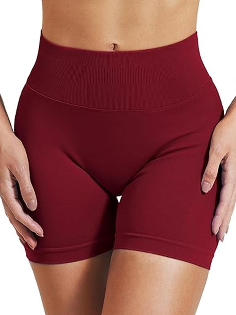 Sporty Women's Solid Color High Waist Sports Shorts, Breathable Comfortable Seamless Skinny Shorts for Yoga Gym Running, Ladies Sportswear for Indoor Outdoor Wear