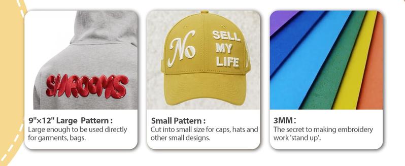 New brothread - 15 Options- Embroidery Puffy Foam 9″x12″ Large Size 3MM Creating 3D Embroidery Effect for Caps, Garments, Jackets, Bags, Backpacks and More