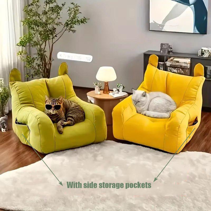 Pet Sofa Bed with Side Pockets, Adorable Cartoon Design, Detachable & Washable Furniture for Pets, Reusable Dog Cat Lounger, Shaped Beds Pet Sofa Bed with Side Pockets, Adorable Cartoon Design, Detachable & Washable Furniture for Pets, Reusable Dog Cat Lounger, Shaped Beds