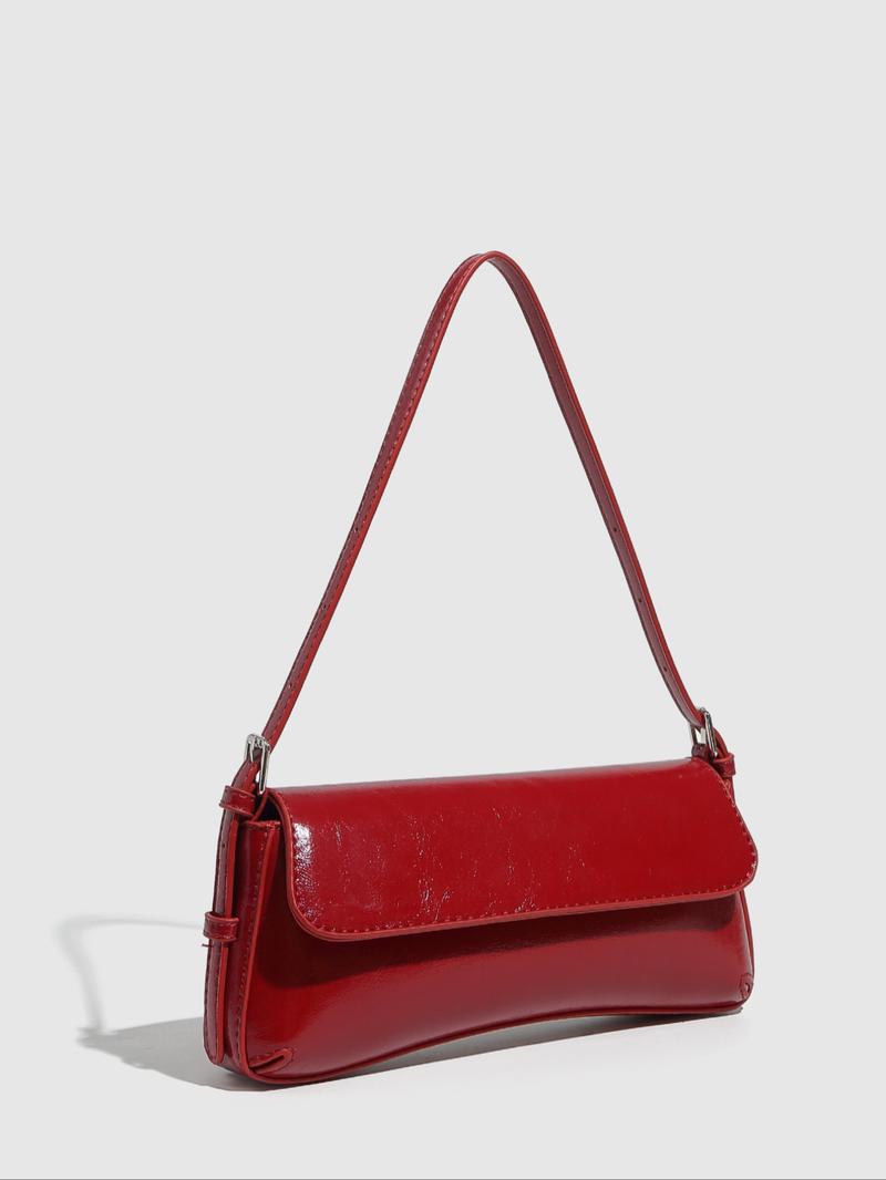 Women's Solid Color PU Leather Shoulder Bag, Fashionable Shoulder Bag for Daily Used, Casual Trendy Versatile High-quality Daily Commuting Bag, Elegant Bags