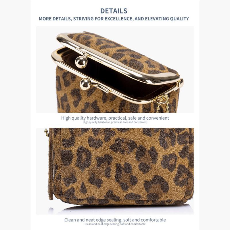 Mini Creative Leopard Print Lipstick Bag Multifunctional Compact Convenient Storage Bag Coin Purse for Women