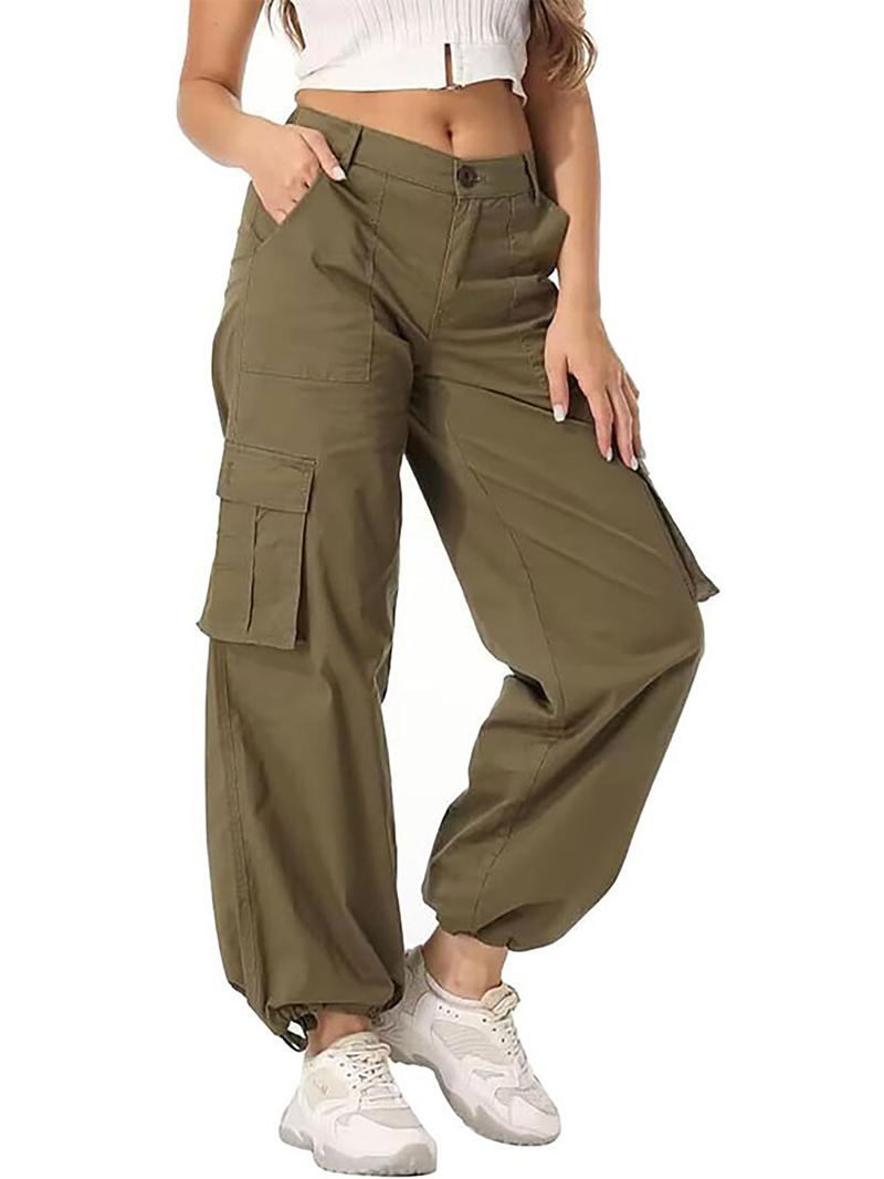 Avamo Stretchy Womens Cargo Pants thick thigh pants work outfits women Wide Leg Sweatpants Baggy High Waisted 6 Pockets Straight Leg Casual Y2K Streetwear Cinched Ankle/ Straight-Leg Capris Pants With Adjustable Trouser Cuffs for Daily Wear